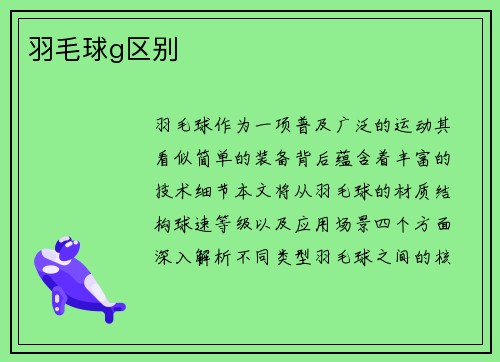 羽毛球g区别